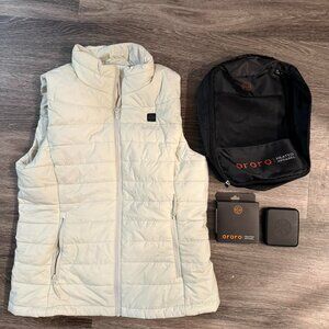 ORORO White Heated Vest size medium + 2 batteries